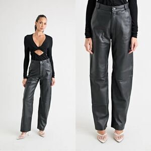 Pfeiffer PIAF Barrel leg LEATHER PANT BLACK